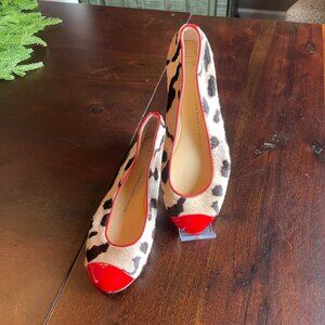 Giuseppe Zanotti Leopard Print & Red Patent Leather Flats Size 37